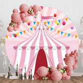 Aperturee - Aperturee Fairytale Pink Circus Tent Round Birthday Backdrop